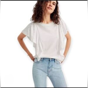 Madewell White Flutter Sleeve Tee